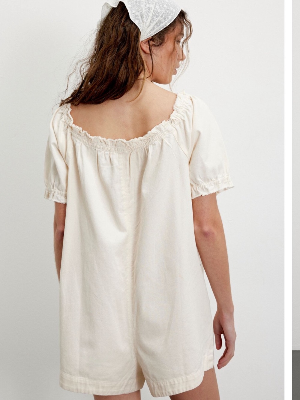 NWT Free People We The Free Daisy Denim Babydoll Romper Vanilla Large - Picture 2 of 9